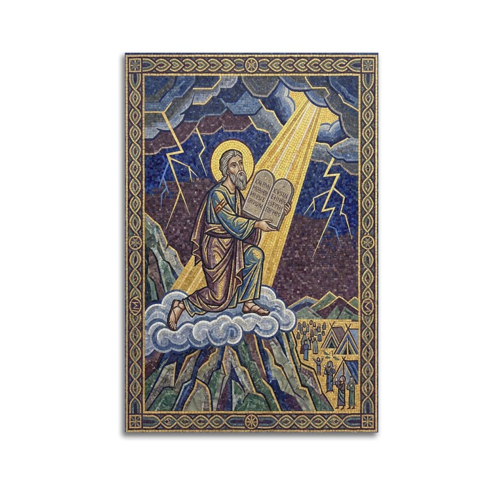 OKNGB Classical Religious Poster Moses And The Ten Commandments Decorative Painting Canvas Art Picture 20x30inch(50x75cm)