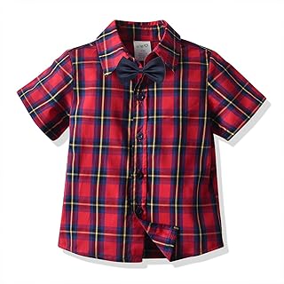 N /D Baby,Clothing,Baby Boys 0-24m,Tops,Button-Down & Dress Shirts N /D Toddler Baby Boys Summer Button Down Shirt Short Sleeve Strip Plaid Print Formal Dress Shirt