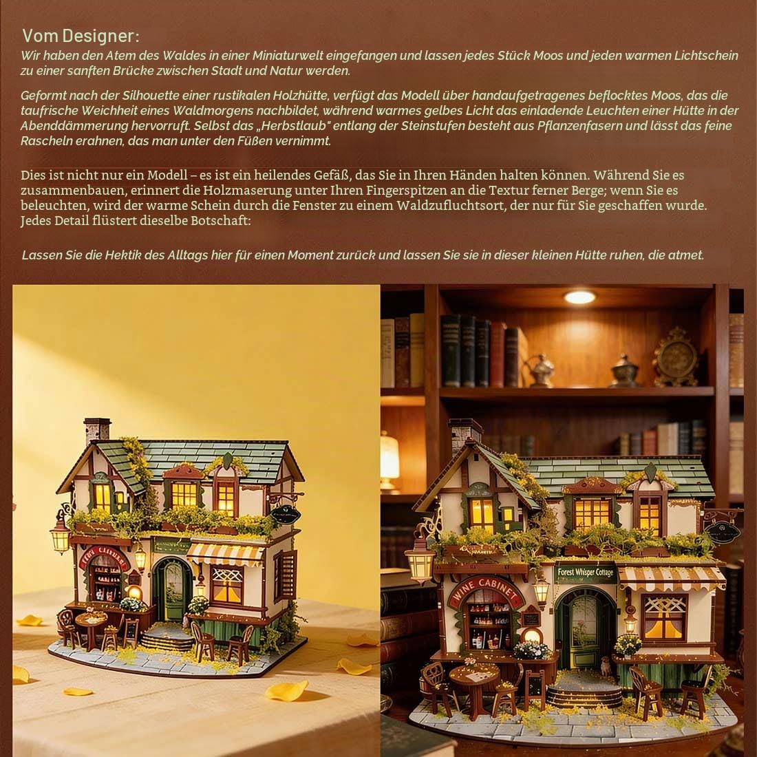 3D Holzpuzzle Waldflüstern-Hütte Für Erwachsene, Holz Taverne Miniaturhaus-Bausatz Kreatives Ohne Kleber, Kreativ Desktop Geschenk Für Montage Enthusiasten (220 Teile)