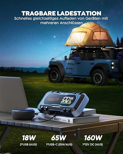 Miniatura 4 de TREKURE Arrancador de batería de coche 8 en 1 8000 A pico 65 W carga rápida portátil batería de coche arrancador portátil (todo a gas10L diesel)