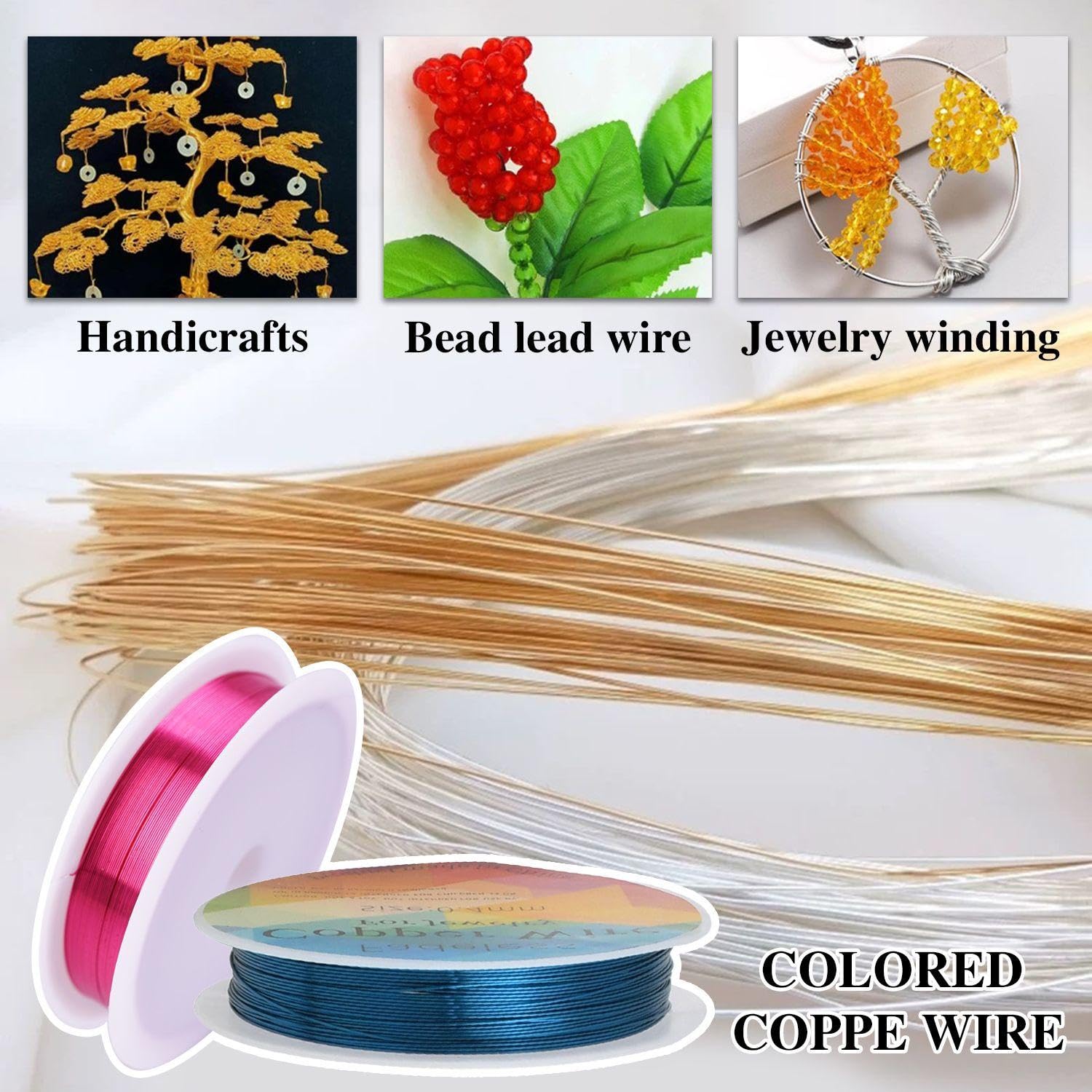 Filo Di Rame Colorato Per Artigianato - 10 Rotelli Da 0.5mm