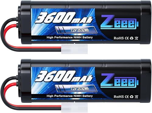 Zeee Batería NiMH RC de 72 V 3600 mAh con enchufe Tamiya para coche RC Asociado HPI Losi Kyosho Tamiya Hobby paquete de 2