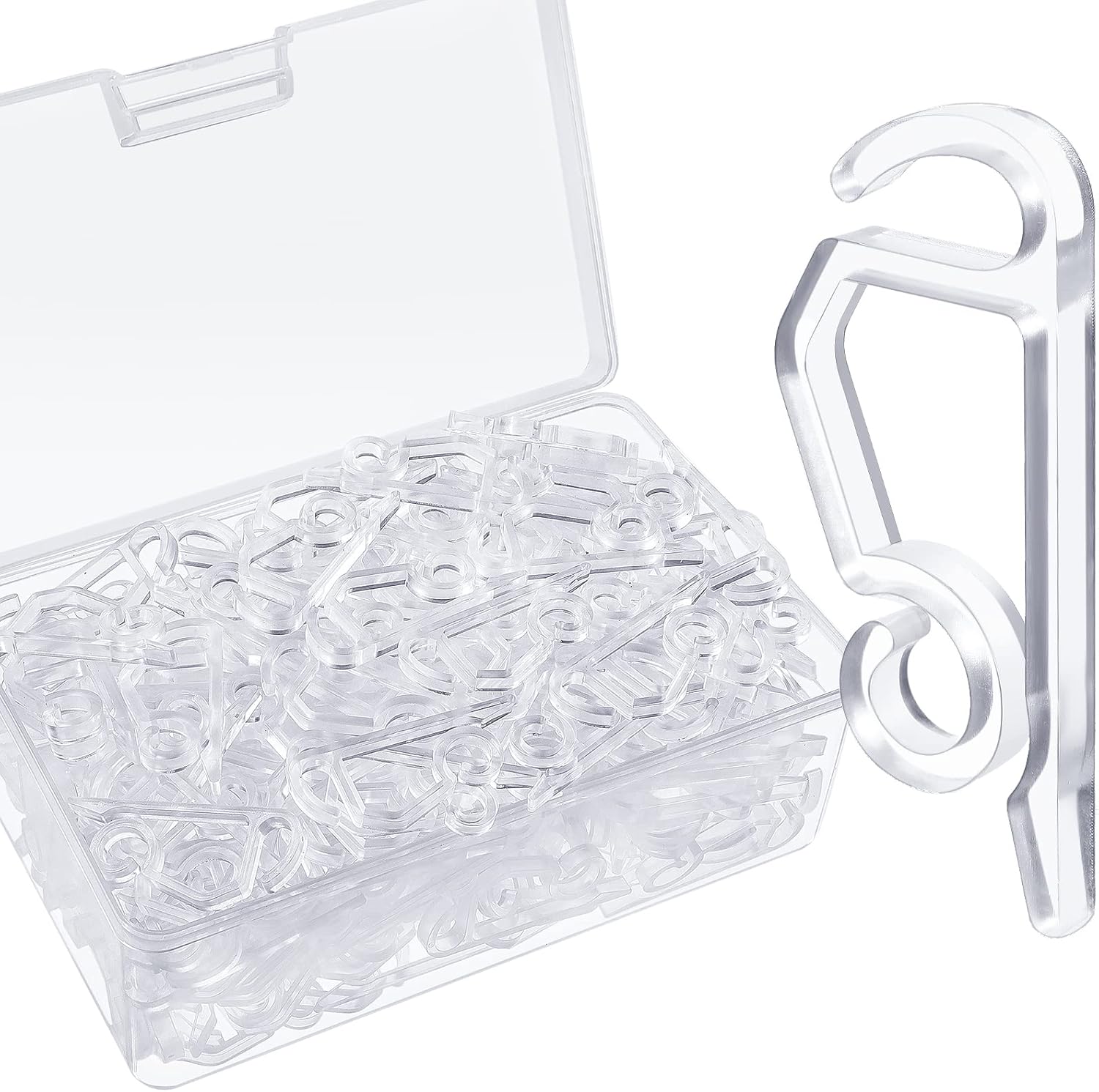 Marsui 200 Pieces Christmas Light Clips Outdoor Gutter Hooks Plastic Seasonal Weatherproof Clips Holiday Fence Hooks for Christmas Roof Tree Outside Hanging String Lights (Clear) 200 Clear