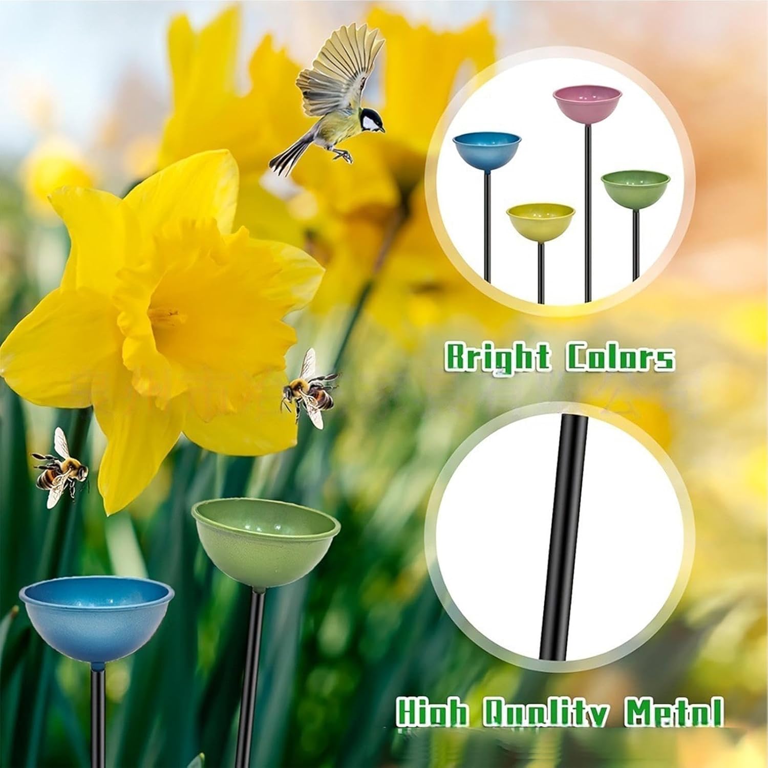Pollinator Watering Station - 4 Piece Metal Butterfly Bowl,Bee Watering Cups,for Outdoor Backyard Yard Patio Home Bird Lawn Deck