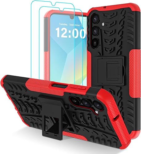 Miniatura 12 de Funda para Samsung Galaxy A15 5G con 2 protectores de pantalla, grado militar, a prueba de golpes, resistente y resistente, con función atril para