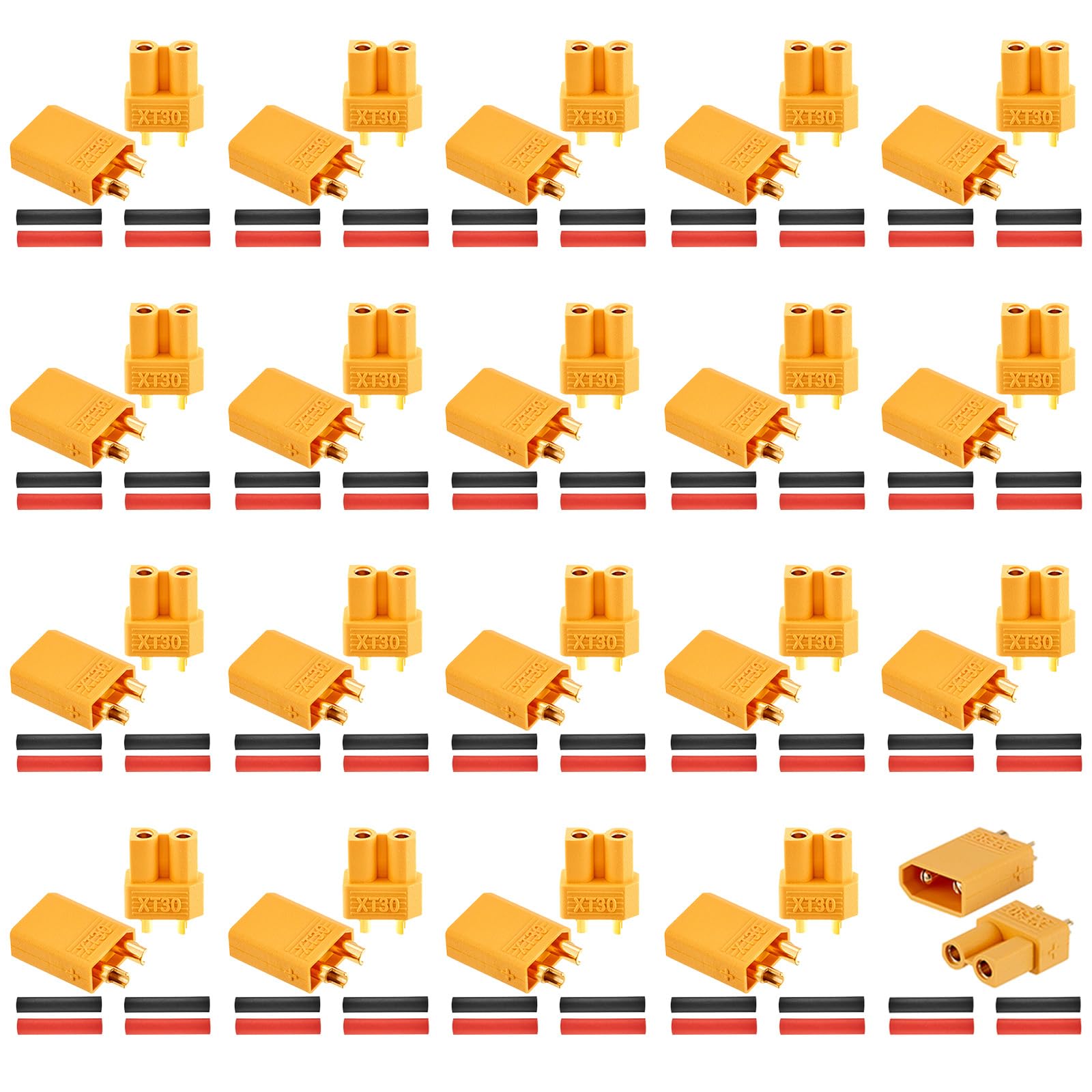 Frienda 20 Pairs XT30 Connectors Male Female, Gold Plated RC Lipo Battery