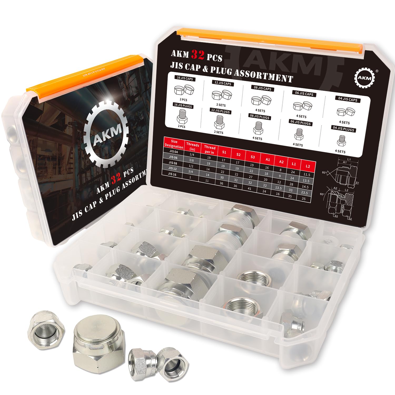 DIN Caps And Plugs 72-Piece DIN Heavy Duty Cap & Plug Assortment Kit ...