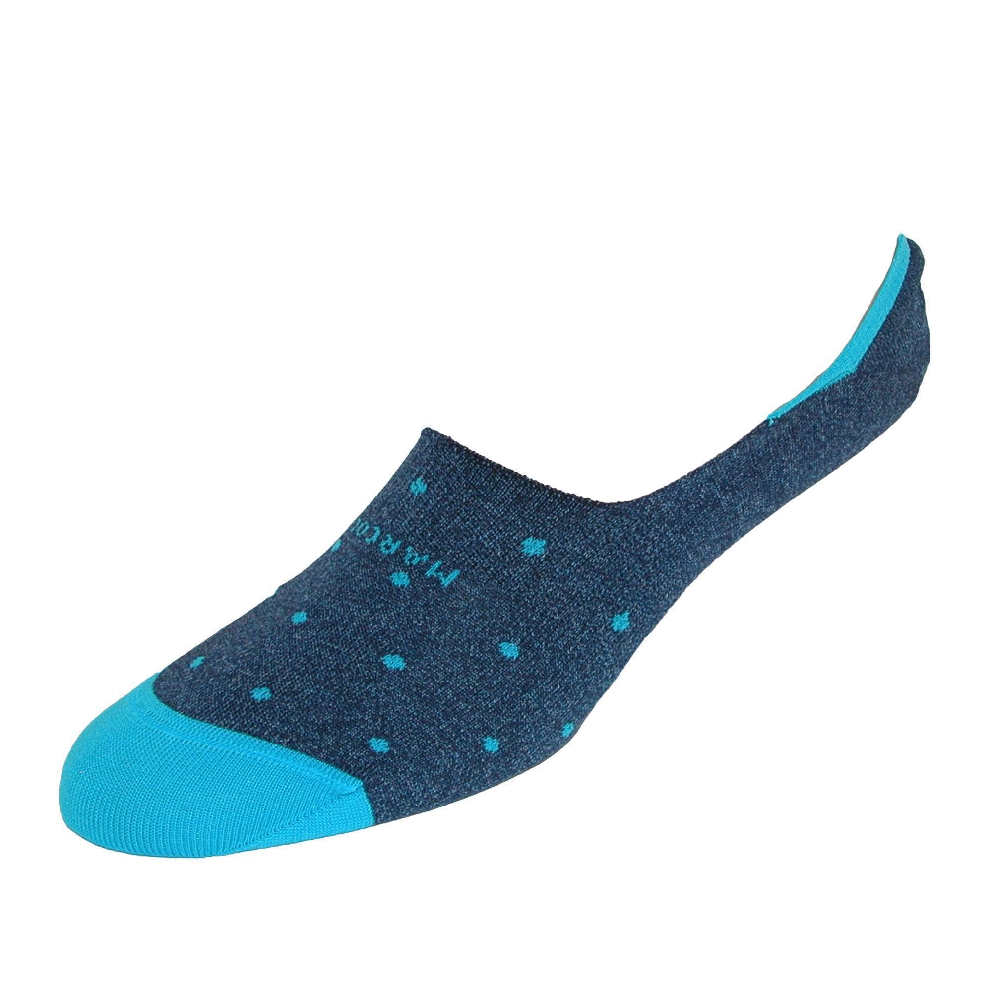 Marcoliani Men's Nautical Marl Polka Dot Invisible Touch Liner Sock,