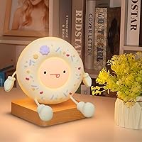 Vista 1 de Linda lámpara de dona – Luz nocturna de postre de dona, luz nocturna de silicona para niños, recargable ajustable, interruptor de contacto y regalo