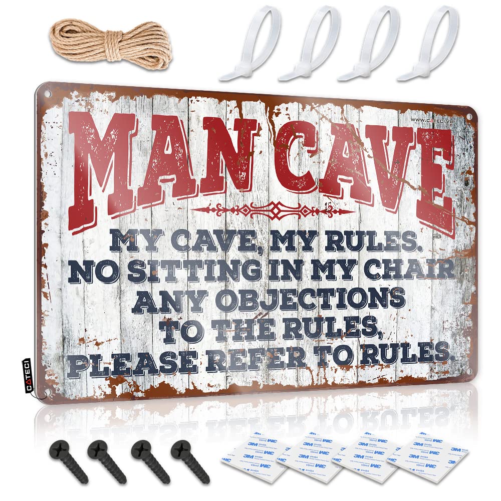 Art Vintage Vintage Wall Art, Artwork Retro Must Haves Tin Sign For Home Bar | 8x12 Inch Man Cave Rules Perfect For Garage Bar Decor(30X40CM)