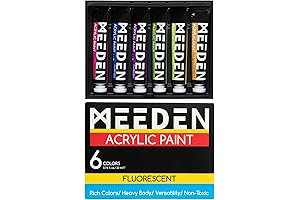 MEEDEN Fluorescent Acrylic Paint Set - Vibrant Neon Colors for Glowing Artwork