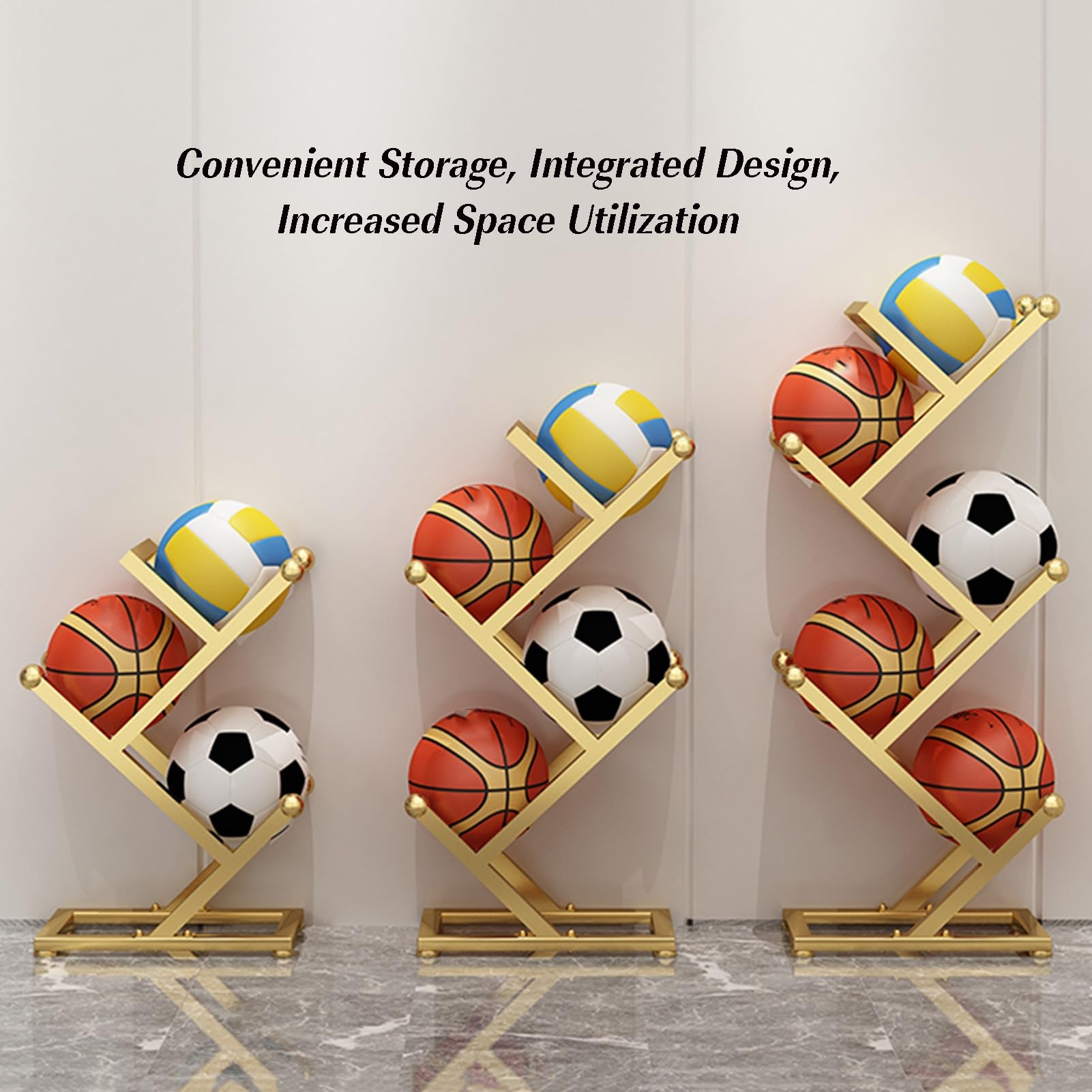 Estantería para Guardar Material Deportivo en Garaje, Gimnasio o Escuela: Independiente, Ideal para Baloncesto, fútbol y Voleibol. Estantería Negra Resistente.