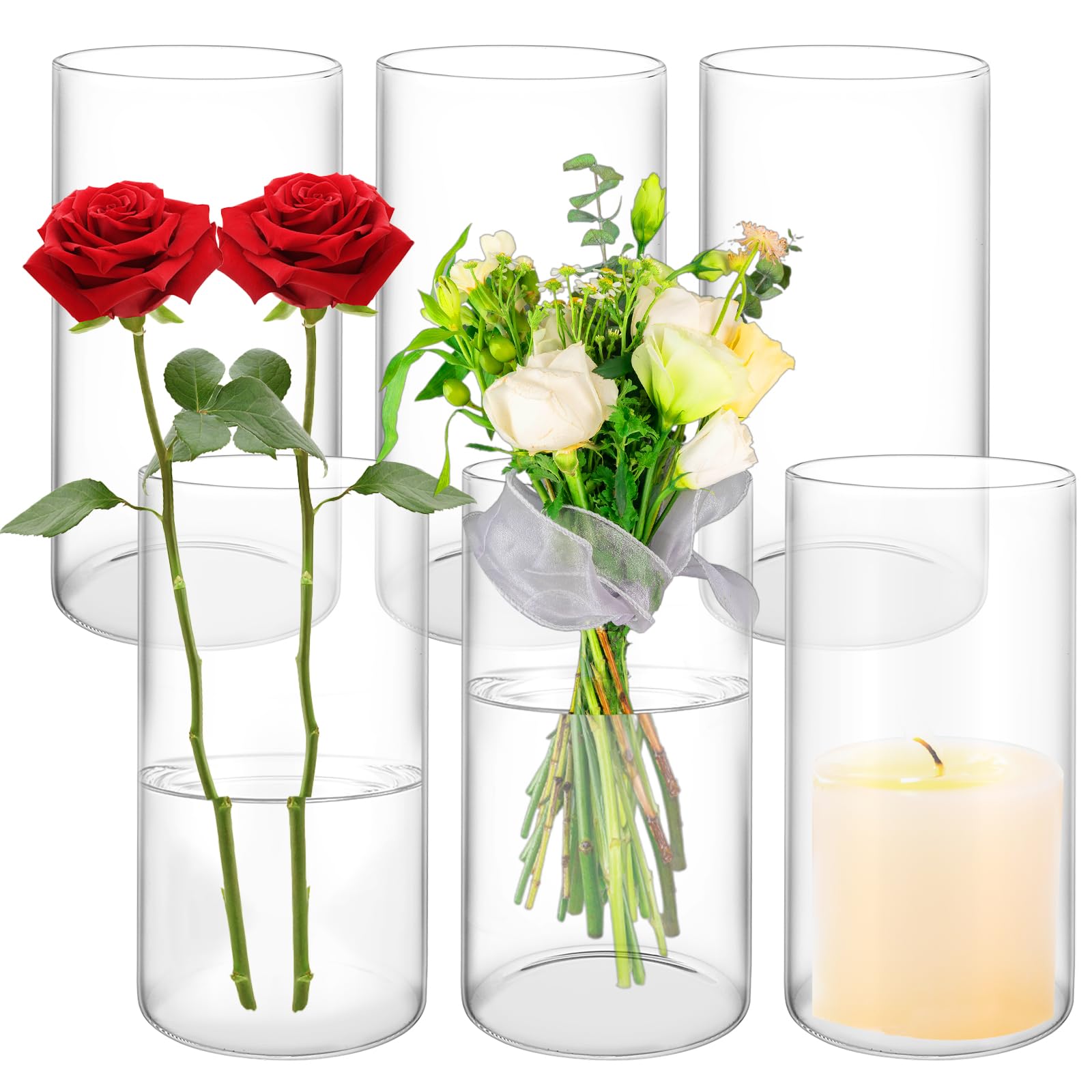 Vase cylindrique en verre 20x10cm pour stabiliser les grandes fleurs de tulipes
