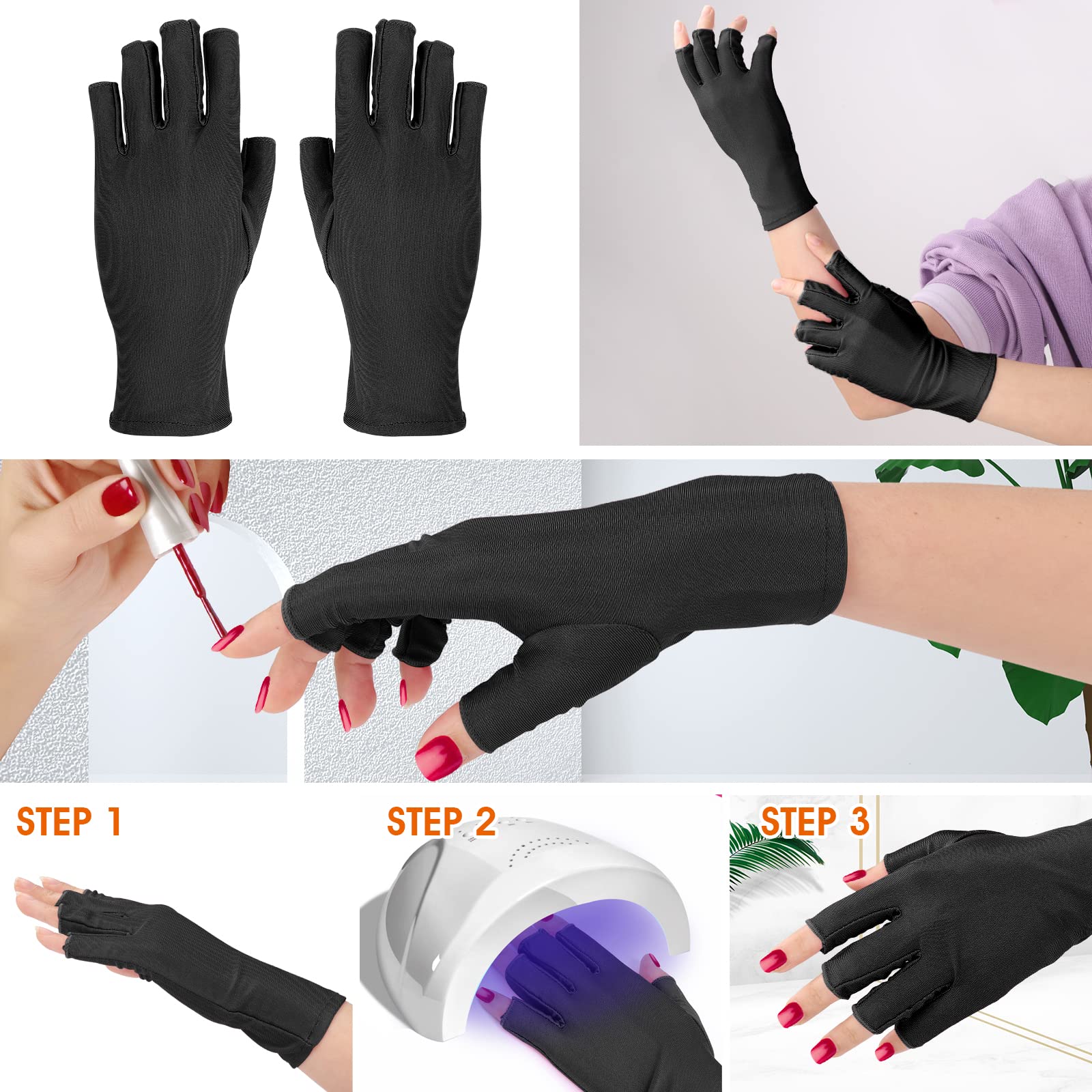 Sibba 1 para rękawic UV do paznokci lampa artystyczna ochrona światła LED Flash żelowy lakier do manicure pielęgnacja bez palców nawilżający ochraniacz dłoni narzędzia anty-słońce kobiety