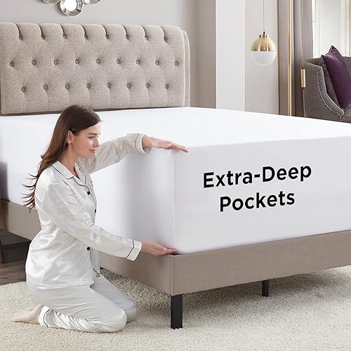 Miniatura 3 de Empyrean - Sábana bajera de bolsillo extraprofundo, para colchones de 18 a 24pulgadas, con correas en las esquinas, prémium, tamaño individual XL,