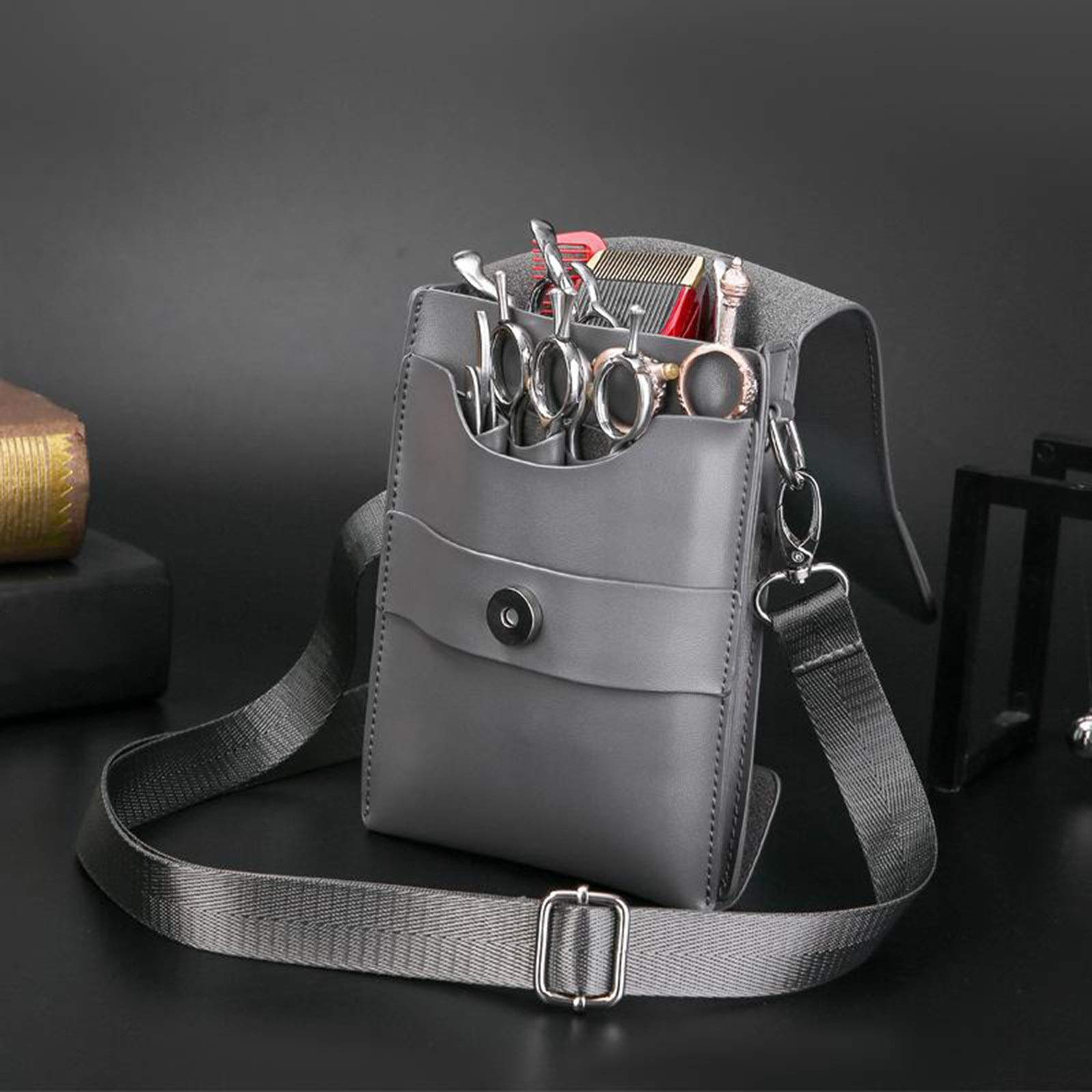 Friseurscheren-Etui Haar Stylist Friseur Schere Werkzeug Taille Holster Schulter Tasche für Schere, Kämme, Clip(Grey)