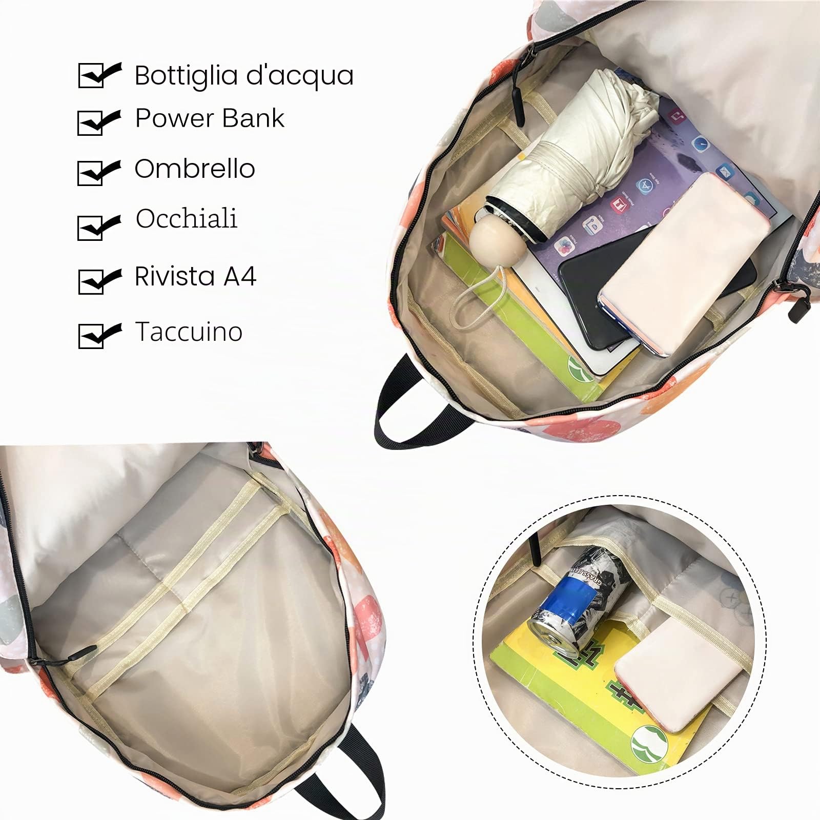 FANDARE Zaini Casual Zaino Scuola Ragazza Ragazzi Zainetto Cartelle Zaino Scuola Borse a Zaino Laptop Zainetti per Donna Uomo All'aperto Viaggio Università Shopping Daypacks Impermeabile Poliestere