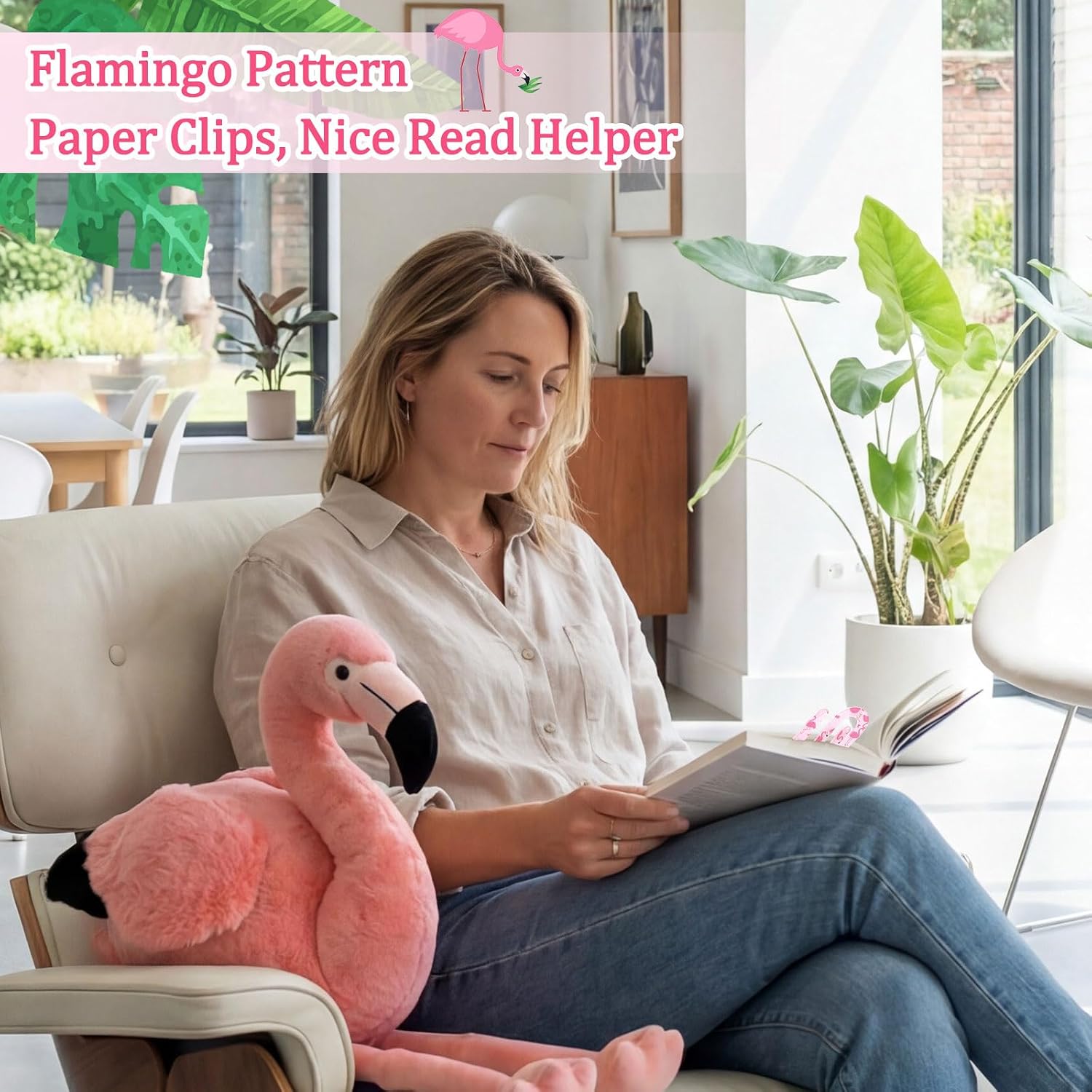 Tinlade 12 Pcs Flamingo Jumbo Acrylic Paper Clips Large Decorative Paperclips 4 x 2 Inch Cute Pink Aesthetic Bookmark Clips for Teachers Students Classroom Office Planner Desk Accessories Gift image 5