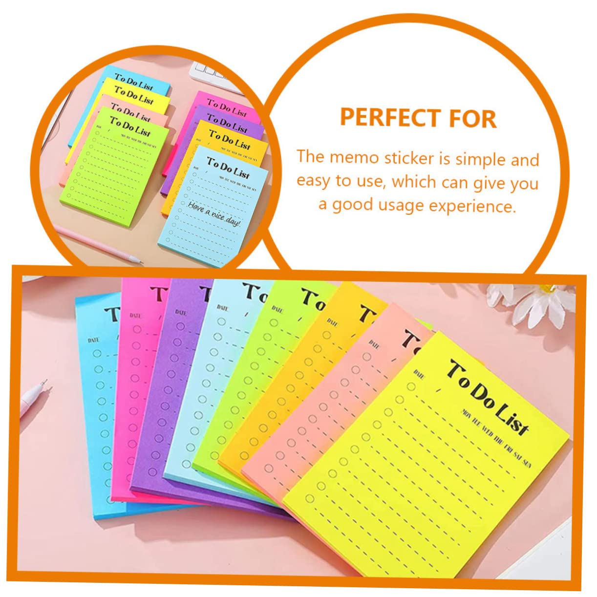 Note Sticker in Carta Fluorescente, 16 Libri, 1 Libro 50 Fogli