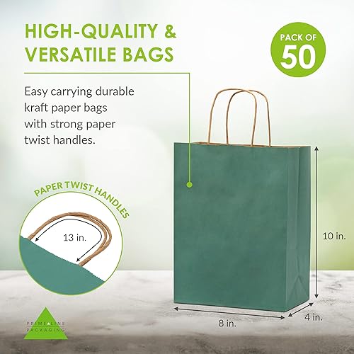 Miniatura 4 de Prime Line Packaging Bolsas de regalo verdes, pequeñas bolsas de papel con asas para regalos, vacaciones, Navidad, recuerdos de fiesta, compras,