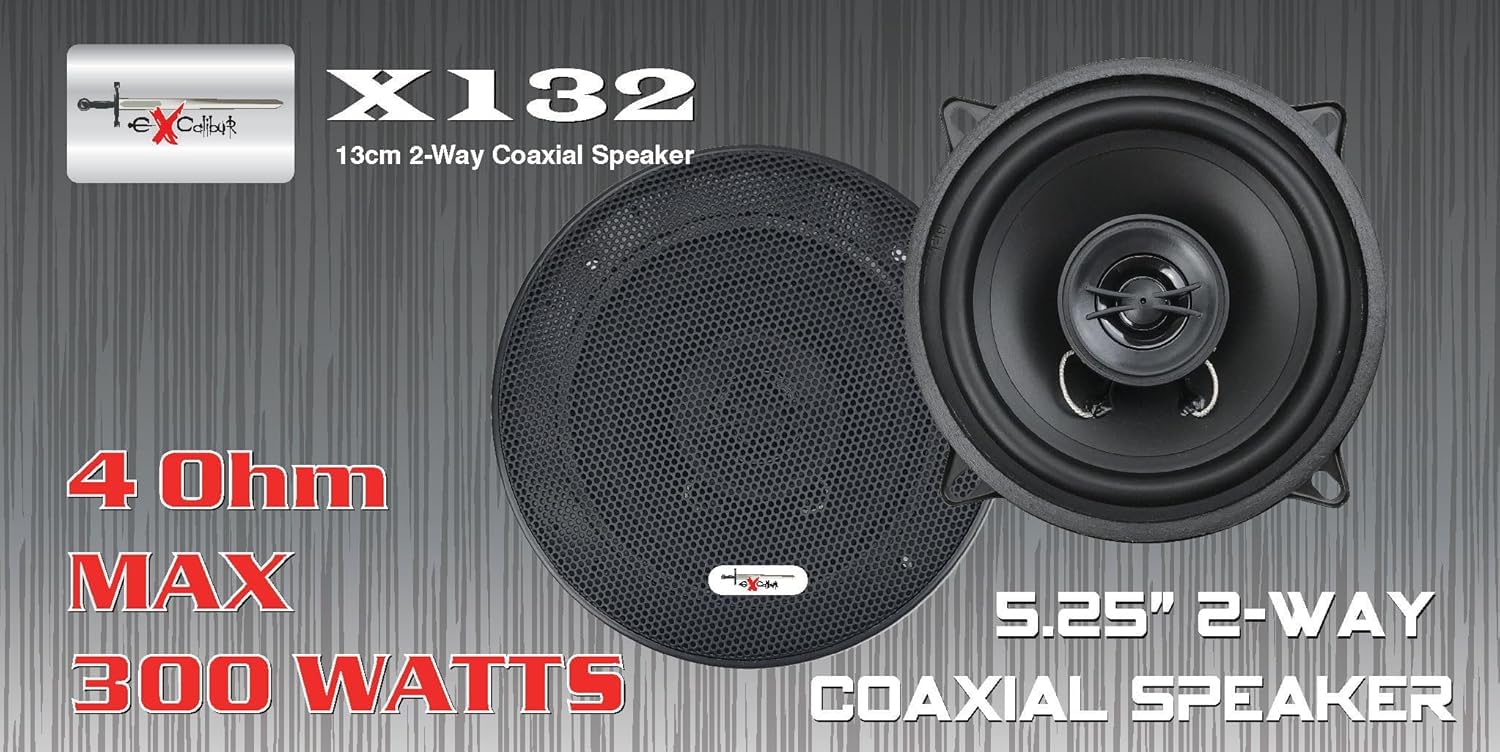 Excalibur X 132 set altoparlanti 2 pezzi, 50 W RMS, woofer da 13 cm (130 mm), suono stereo chiaro, design compatto, bassi potenti, ideale per musica e film