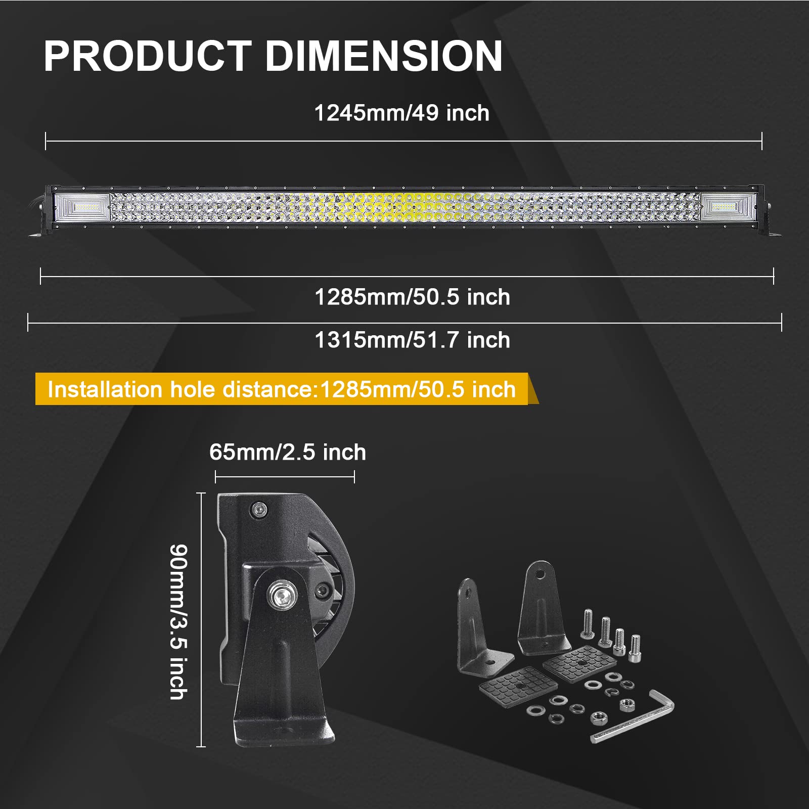 Willpower Listwa świetlna LED, 127 cm, 648 W, wiązka łączona, 12 V, 24 V, oświetlenie off-road, wodoszczelne, robocze reflektory przeciwmgielne do samochodów terenowych 4 x 4, samochodów terenowych