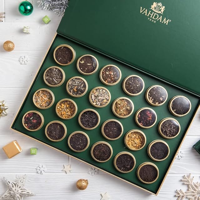 VAHDAM, Assorted Tea Sampler Gift Box : 24 Flavors | Valentines Day Gifts for Him/Her : Real Ingredients, Gluten Free Tea Gift Set | Gifts for Women & Men