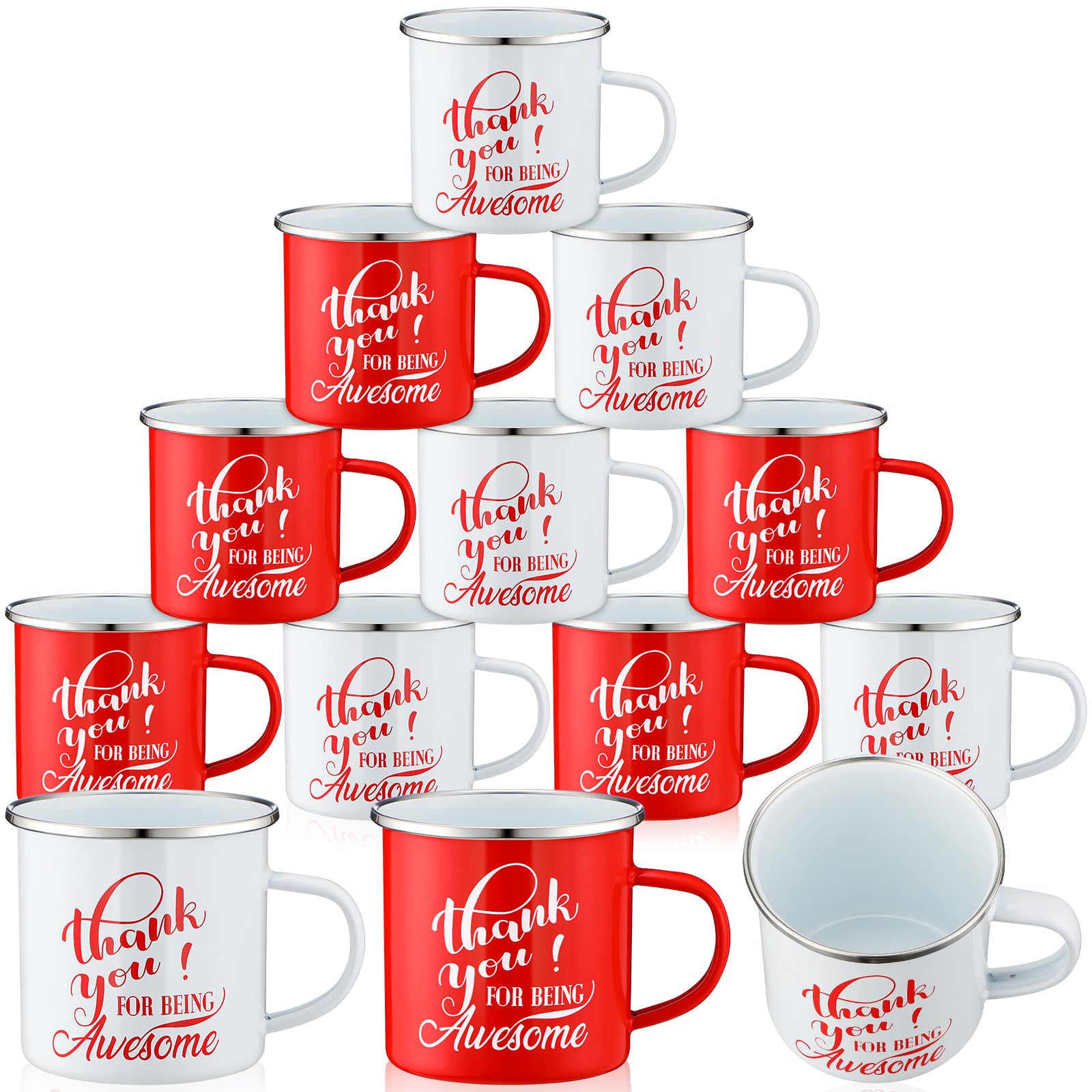 Sliner 20 Pcs Thank You Gifts 12oz Enamel Coffee Mugs Bulk with Handle, Thank You for Being Awesome Cups Employee Appreciation Gift for Teacher