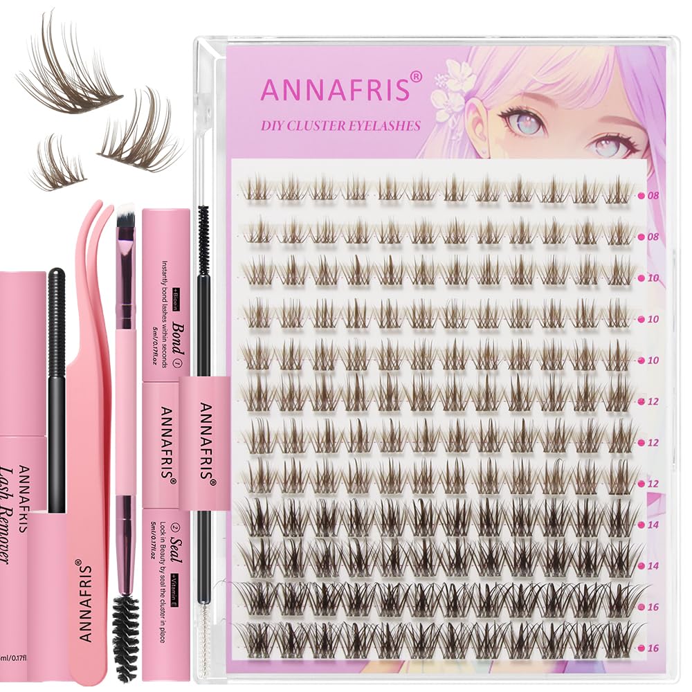 ANNAFRIS Ciglia Finte Ciuffetti Kit DIY Extension Ciglia Naturali Cluster Lashes con Pinze e Colla(BN,FD30)