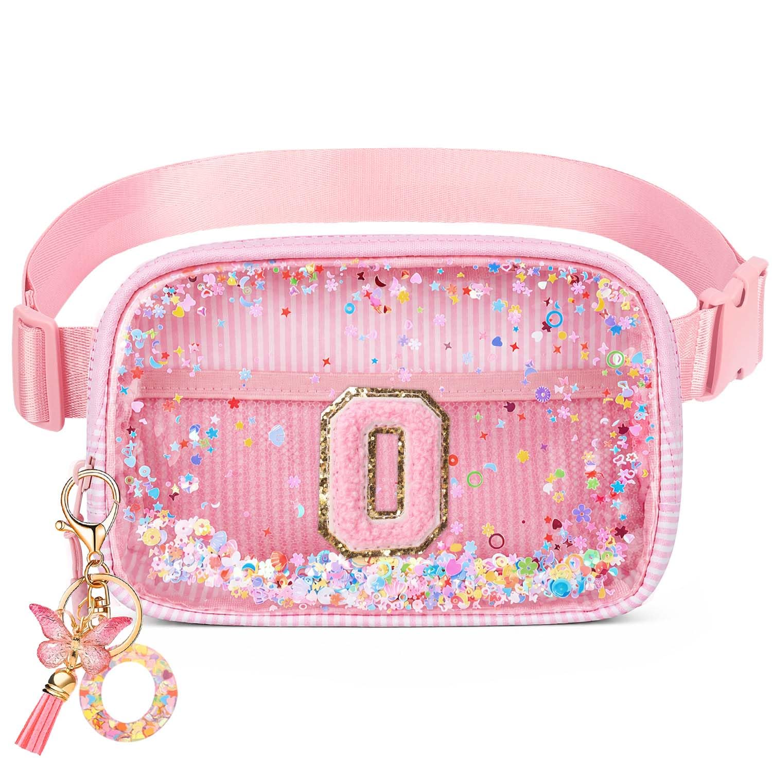 Initial Fanny Pack for Girls - Belt Bag for Teens Kid Teen Girl Kid Birthday Gift Pink O