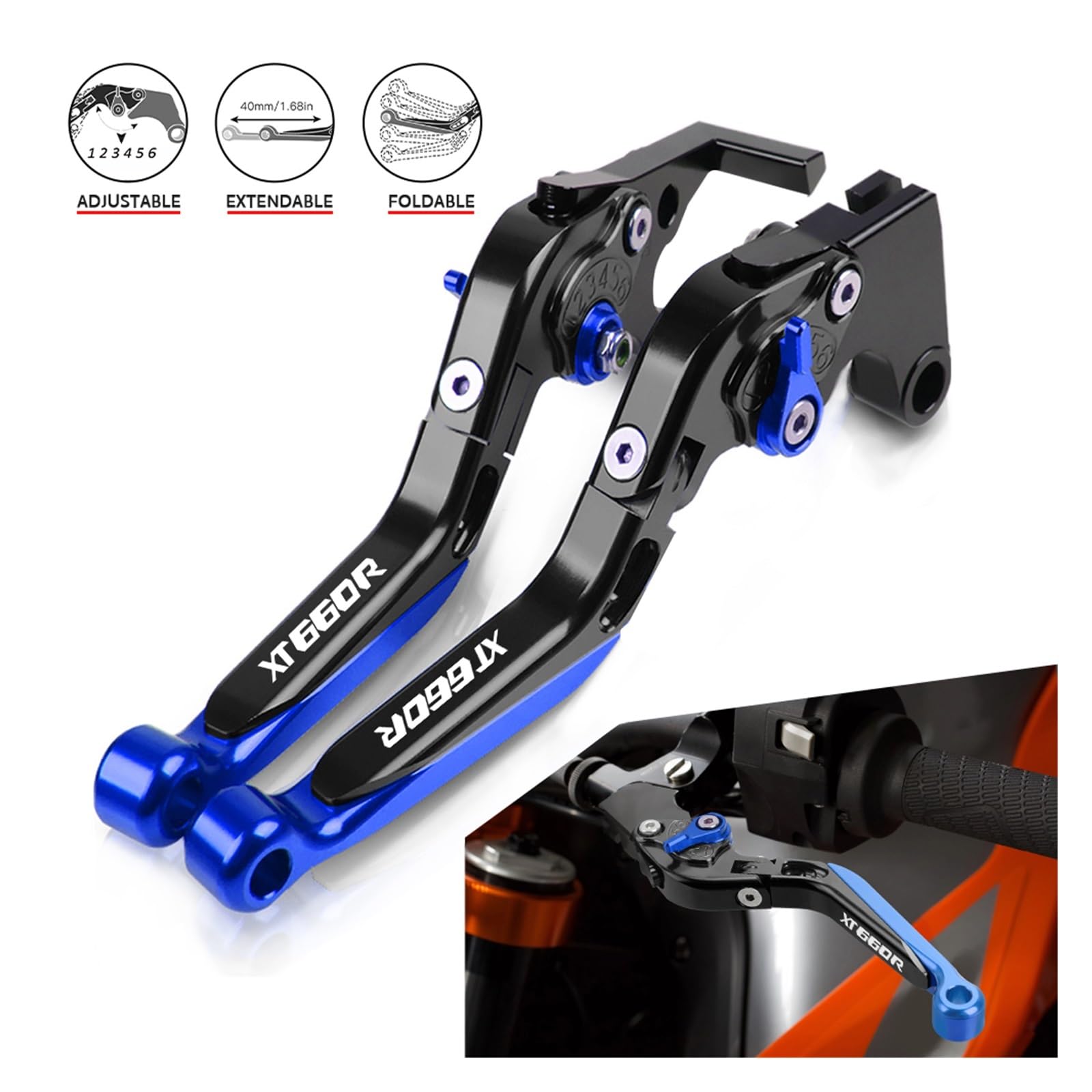 LVTFCO manetas para Moto para Y-AMAHA XT660R XT 660 2004 2005 2006 2007 2008 2009-2017 2016 2015 Palancas Ajustables para Motocicleta Palanca De Embrague (Color : XT660R 04-17)