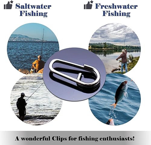 Miniatura 6 de Anillos divididos ovalados para pesca, 50 clips de alimentación de pesca, cambio rápido para señuelos de acero inoxidable