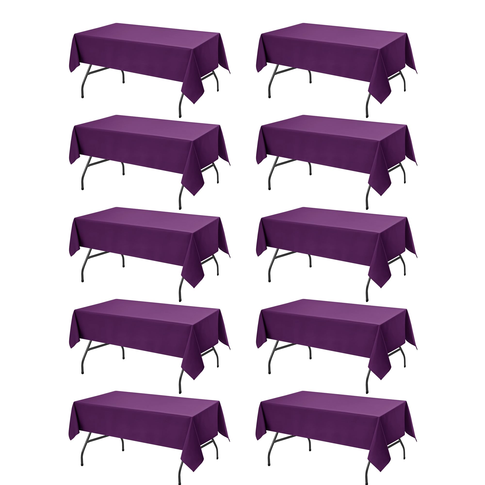 10-Pack Purple Tablecloths for Rectangle Tables, 60 x 84 Inches