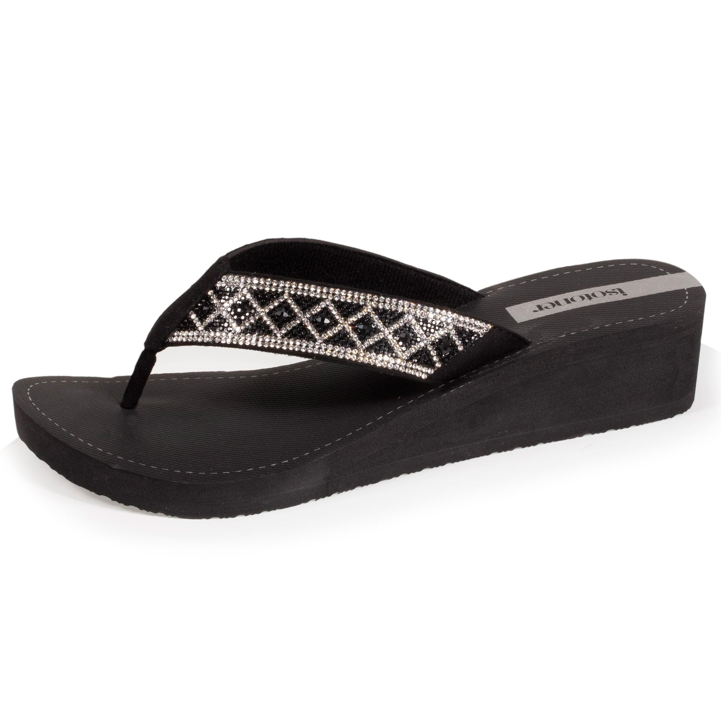 Isotoner Tongs femme à talon de 4 cm, ultra confortables