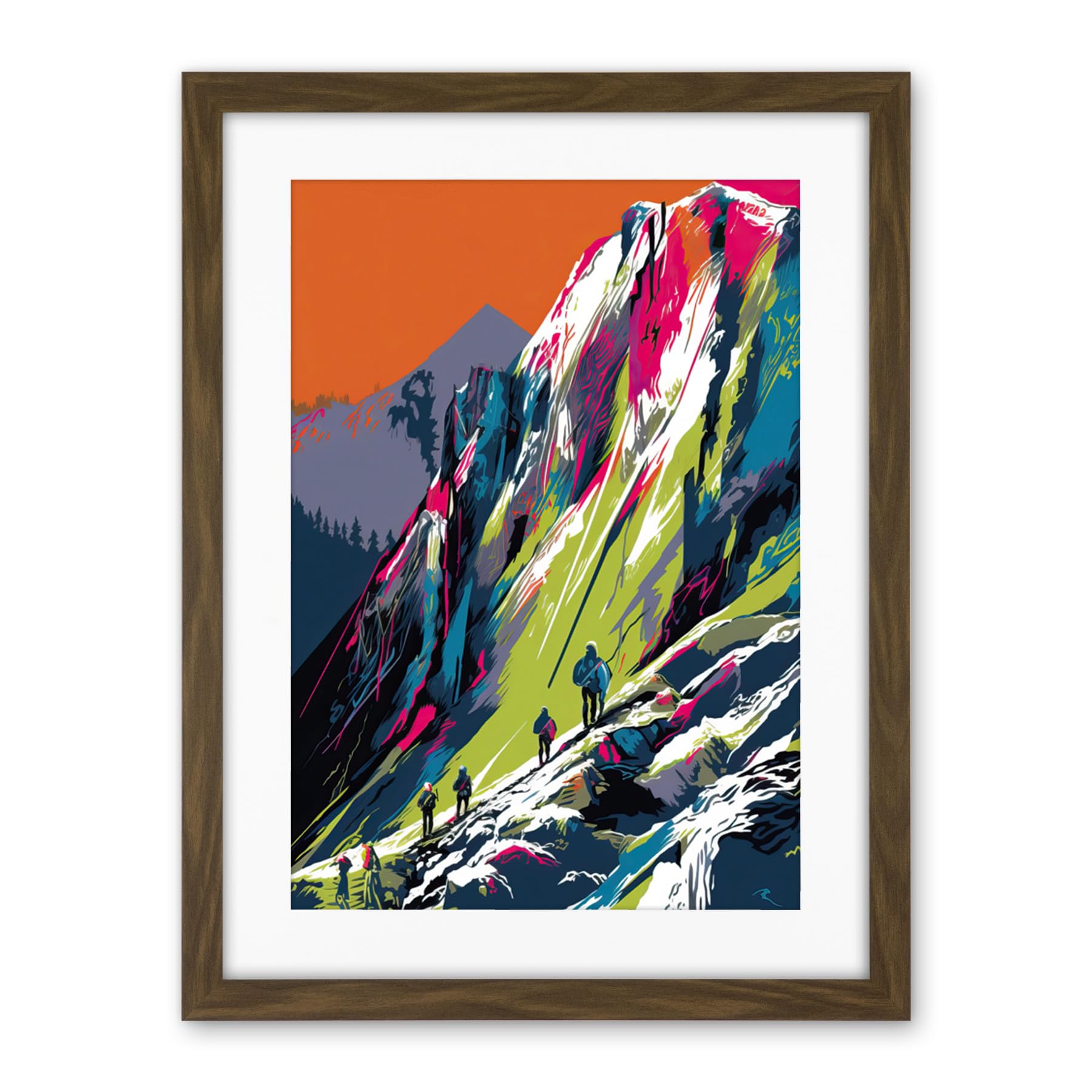 Artery8 Hikers on Helvellyn Mountain Ridge Landscape Artwork Framed Wall Art Print 18X24 Inch