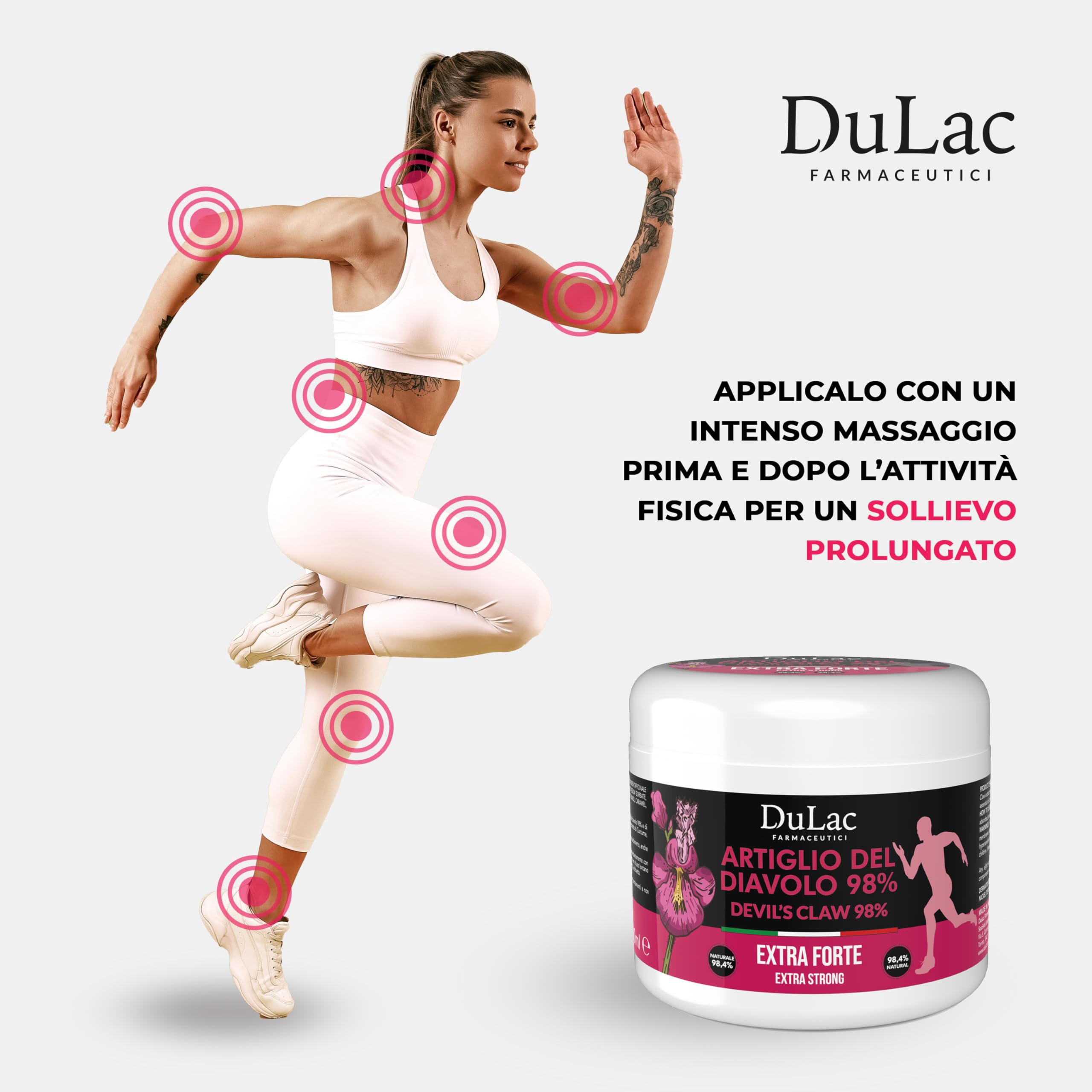 Dulac – Artiglio del Diavolo 98%, 500 ml, Gel per Massaggio Muscolare e Articolare, Effetto Rinfrescante, Artiglio del Diavolo Extra Forte, con Zenzero, Mentolo e Curcuma, Made in Italy
