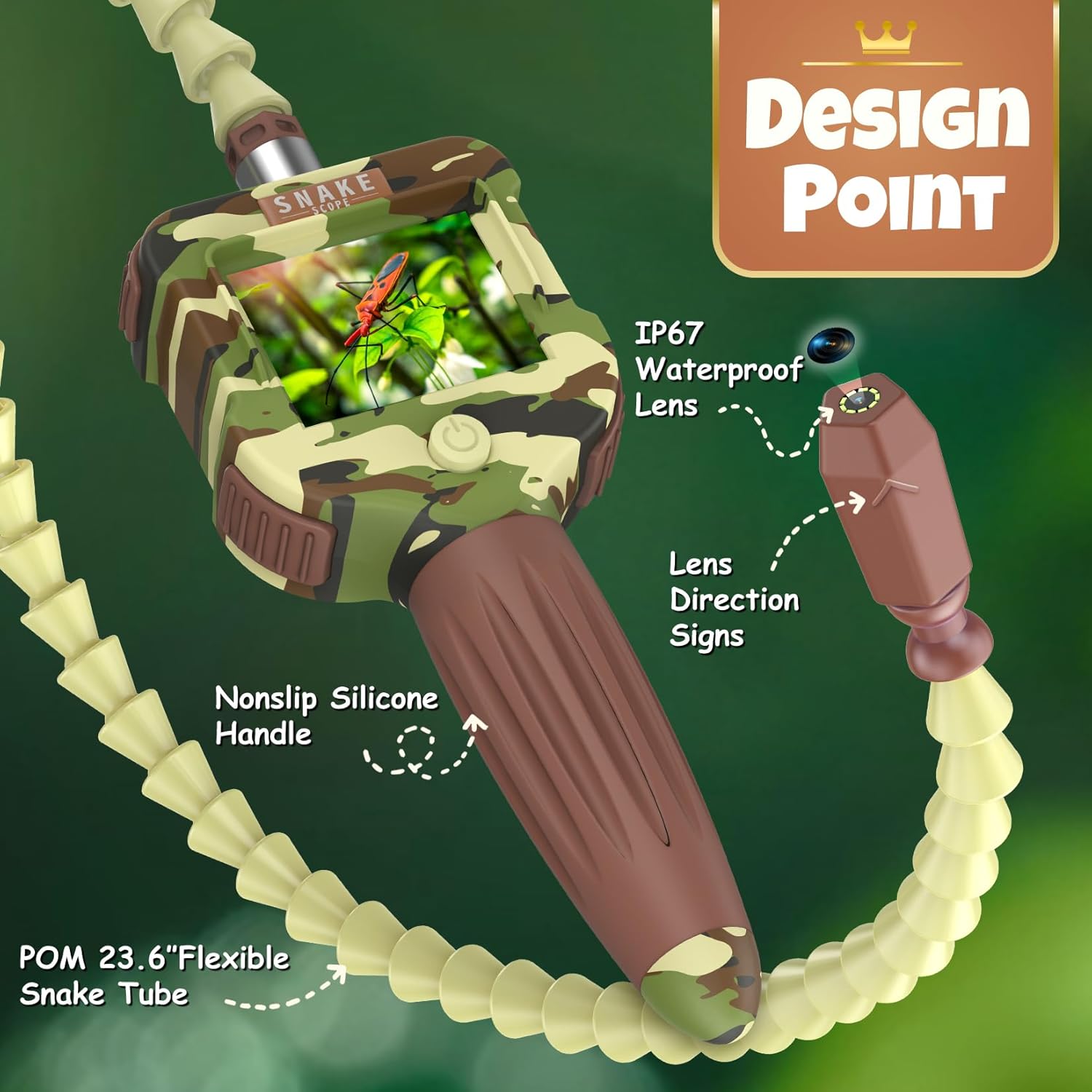 Borescope Snake Scope with Light for Kids, Educational STEM Toys for Boys & Girls 4-6, Unique Birthday Gifts for Kids 4 5 6 7 8 9 10 Years Old, Science Gifts for Hiking Camping Nature Exploration