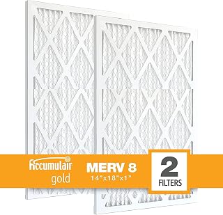 Accumulair Gold 14x18x1 High-Efficiency Pleated Replacement AC/Furnace Air Filter, MERV 8, Pack-2