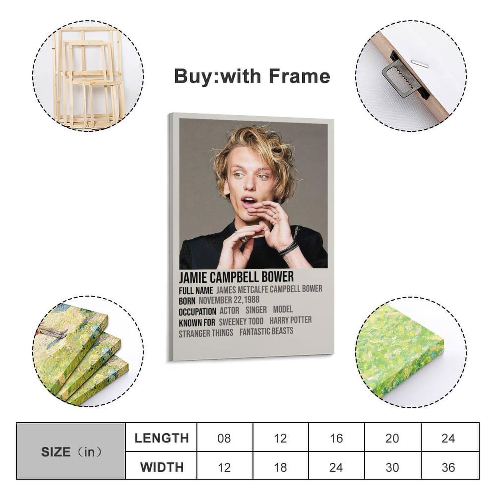 Jamie Campbell Bower Poster - Leinwanddruck Für Wohnzimmer & Schlafzimmer In 20x30cm