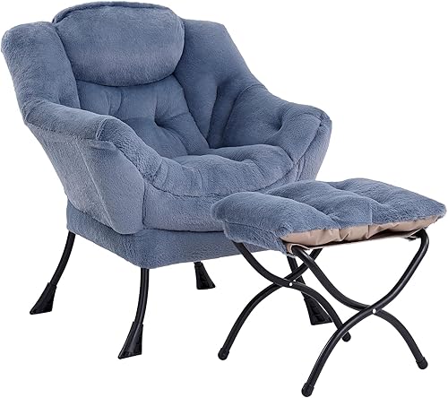 Miniatura 70 de Lita Silla relajada con otomana, tapizado ornamental, moderno de ocio, contemporáneo para lectura con reposabrazos, un bolsillo lateral para sala de