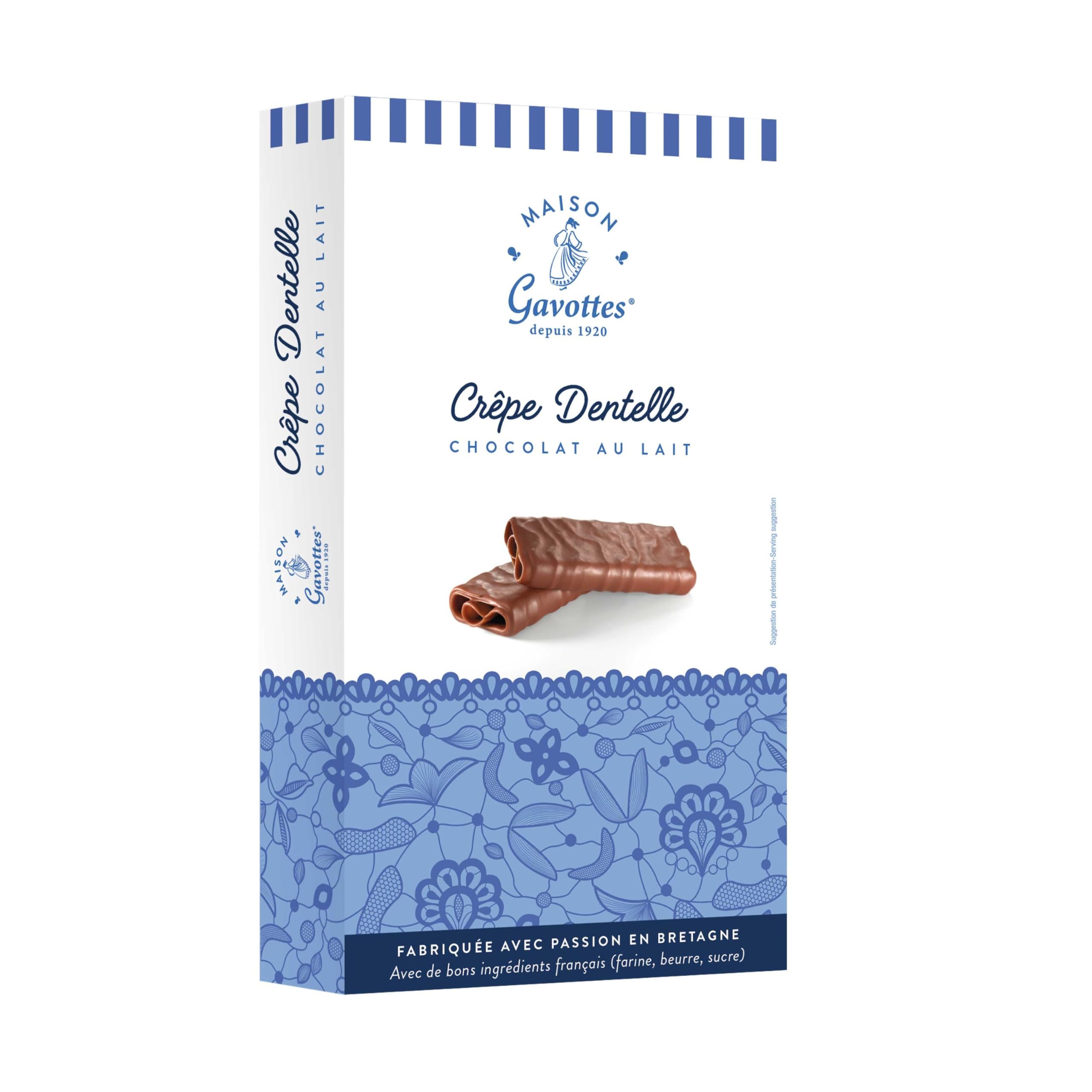 Maison Gavottes - kleine gefüllte Crêpes Dentelles mit Milchschokolade 100g, Menge:14 Stück
