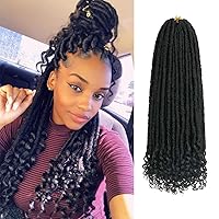 Vista 10 de 6 paquetes de cabello de ganchillo Goddess Locs, 18 pulgadas de trenzas de ganchillo rectas Faux Locs, extensiones de cabello sintético suave rizado