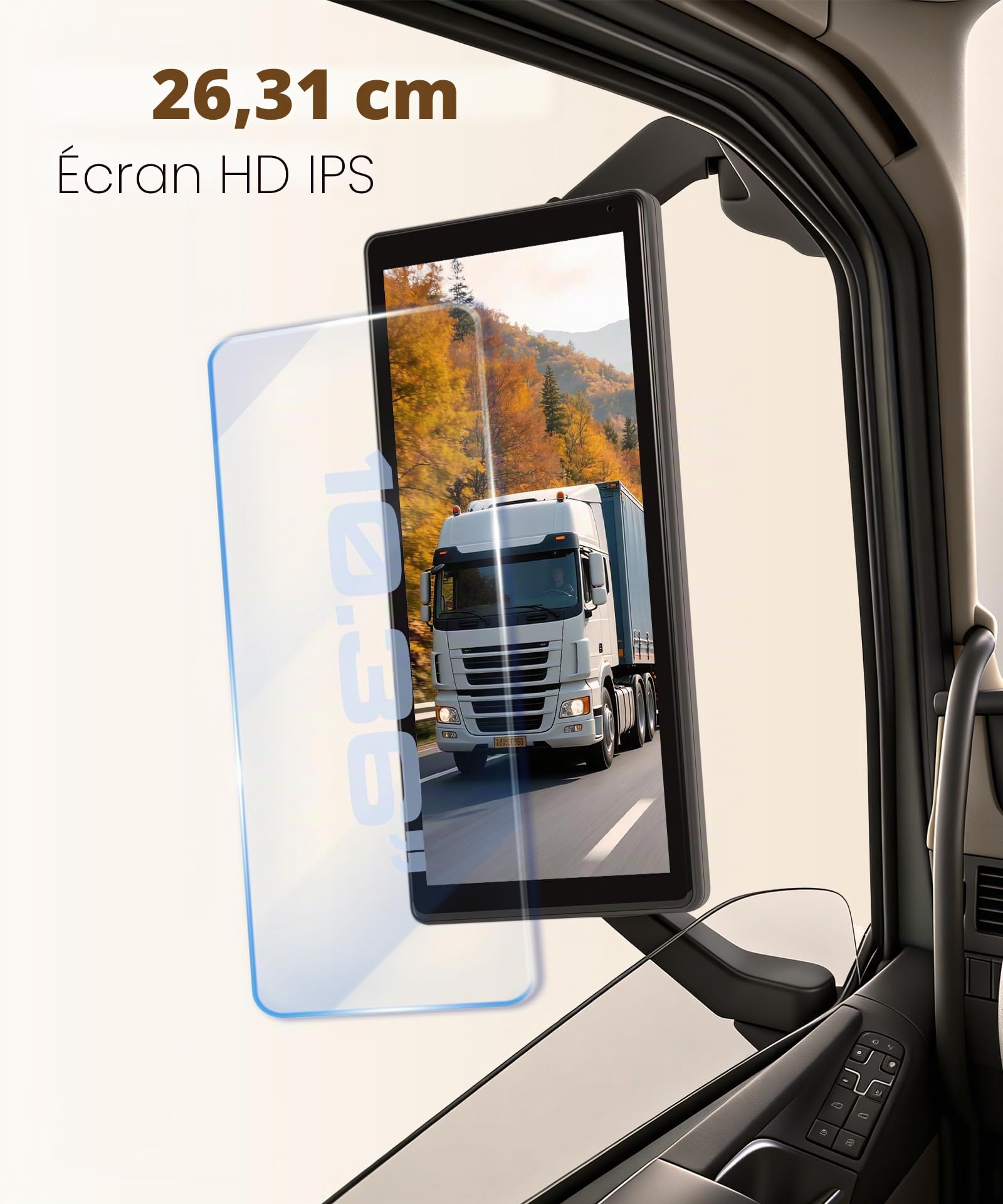 LKW Dual Rétroviseur Dashcam avec 2 Caméras de Recul, Rétroviseur Écran Vertical pour Camions et Bus, 10,36 Pouces Écran Tactile Systèmes BSD/DVR/Enregistrement en Boucle/IP68 Étanche/Vision Nocturne
