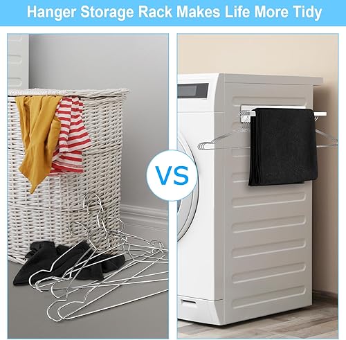 Miniatura 5 de Percha de ropa con 10 clips, estante de secado de ropa, paquete de 6 perchas de acero inoxidable para calcetines y colgador, organizador magnético