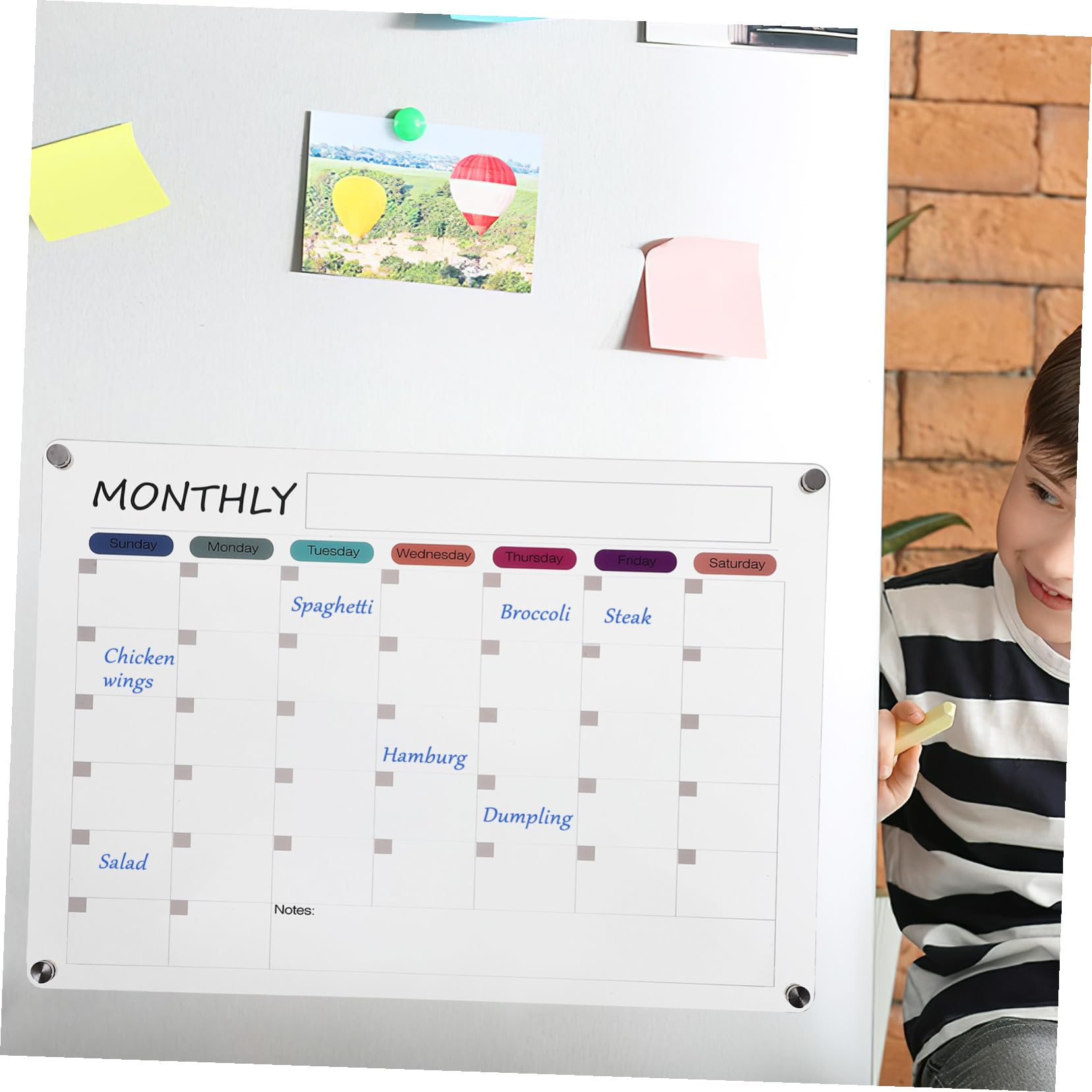 Lavagna Mensile Acrilica Magnetica Trasparente Board Cancellabile Secco Pianificatore Calendario per Cucina Ufficio e Scuola Superficie Liscia per Scrittura Facile e Riutilizzabile