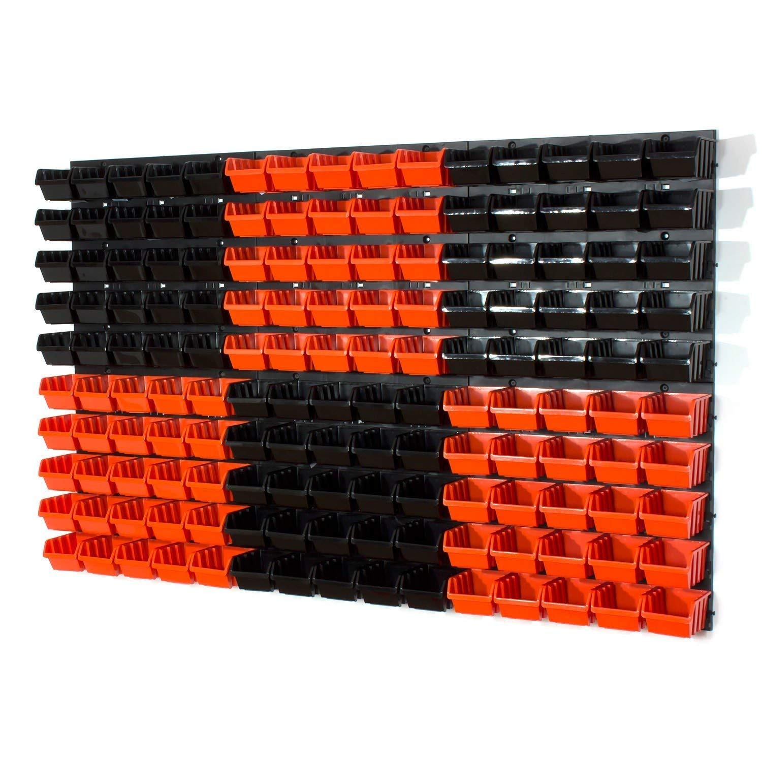 Set 6 pannelli per officina con kit 150 contenitori Inbox misura 1 nero arancione