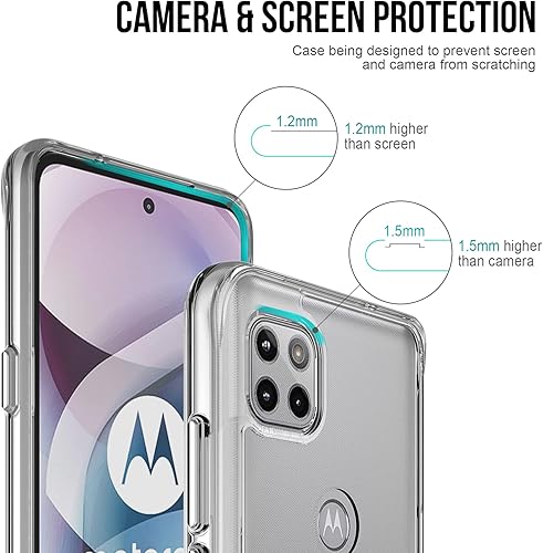 Miniatura 6 de Guarishel Funda transparente para Motorola One 5G Ace, no amarillea Protección militar contra caídas Funda protectora mejorada a prueba de golpes