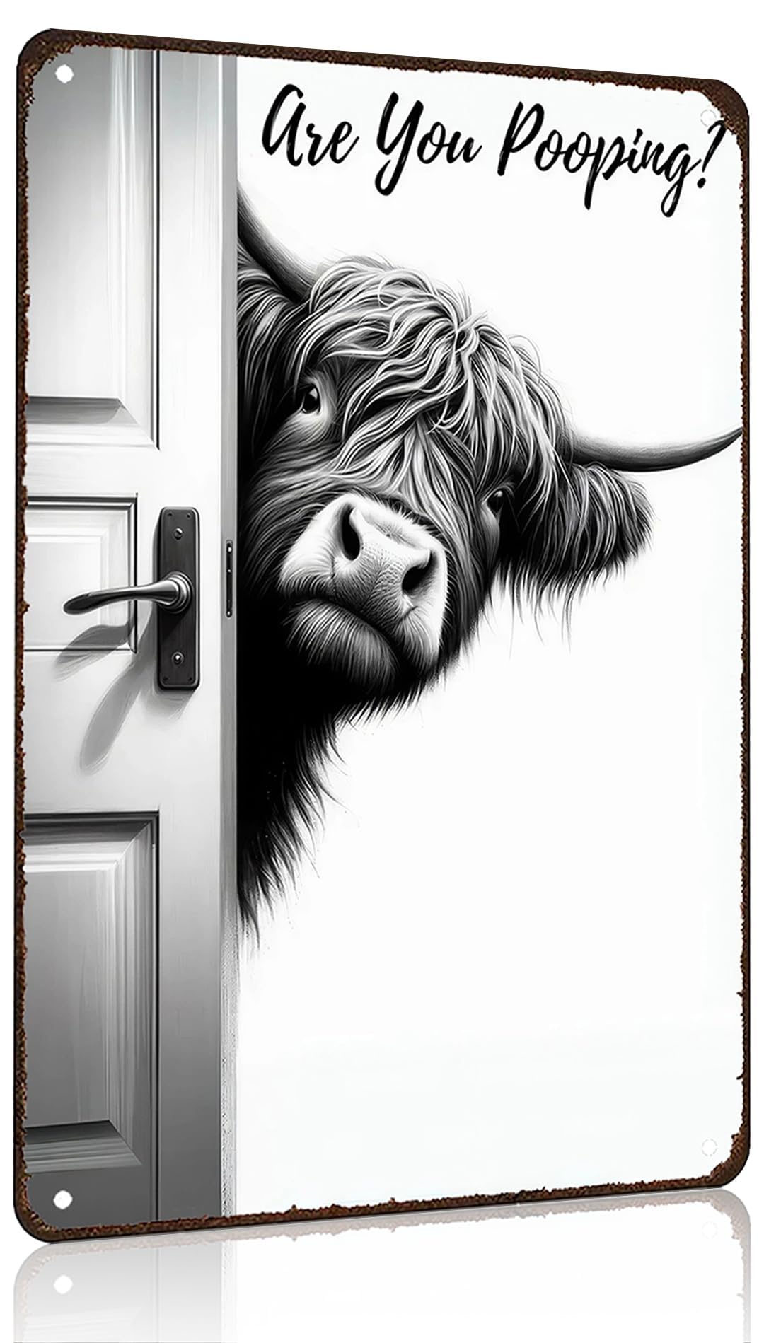 Funnysign Highland Cow Lovers Gifts Highland Cow Sign Are You Pooping Vintage Tin Sign for Bathroom Toilet Decor 8 X 12 Inch (26011)