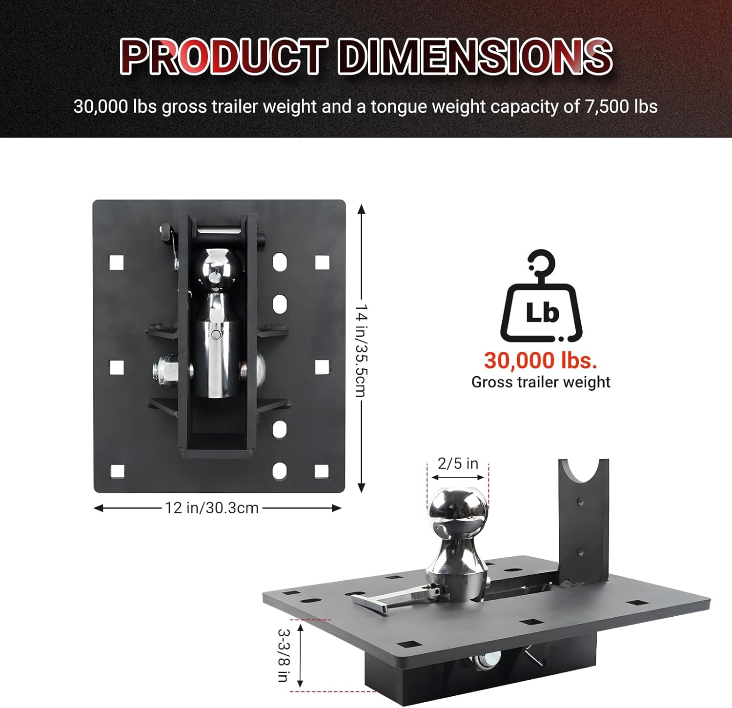 61052 Over-Bed Folding Ball Gooseneck Hitch, 30,000 lbs, 2-5/16-Inch Ball, Replacement for Curt Compatible with Ford GMC Silverado Ram (Black