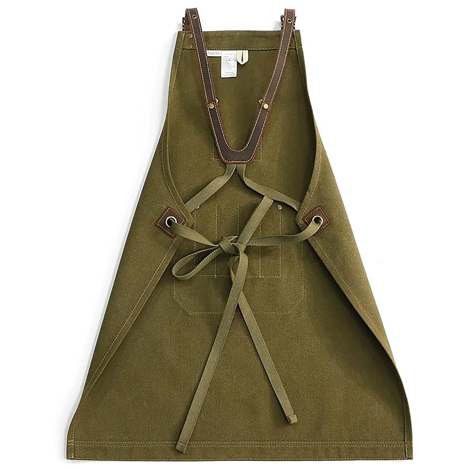 Fartuch Kuchenny Z Płótna Regulowany Od M Do XXL Z Kieszeniami Na Plecach, Unisex Green,One Size